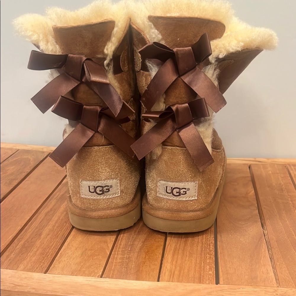 UGG Brown Shearling Boots with Bows